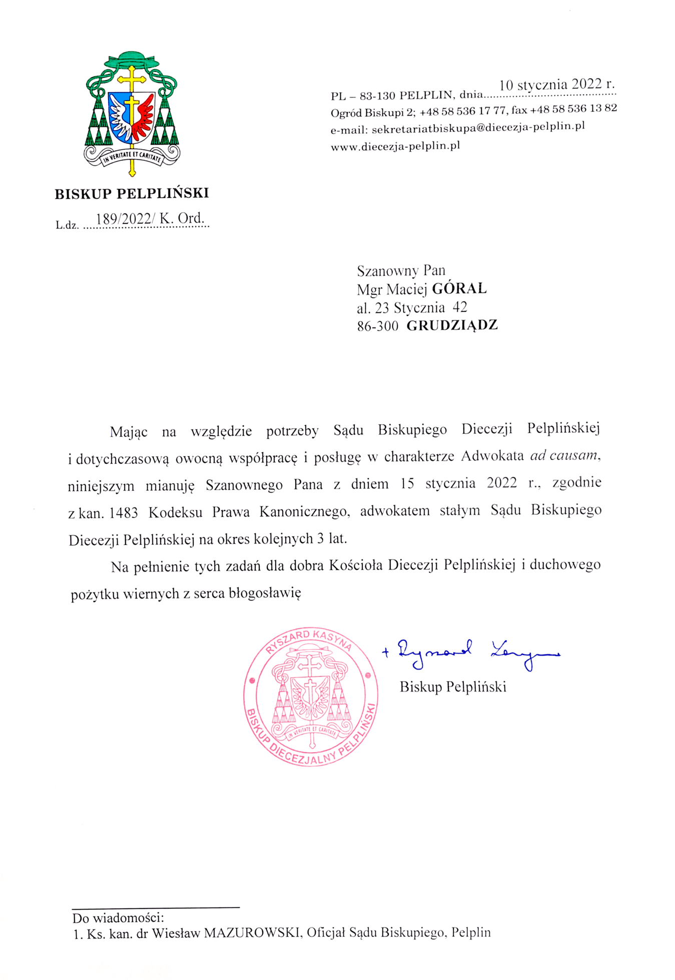 Dekret Biskupa Pelplińskiego